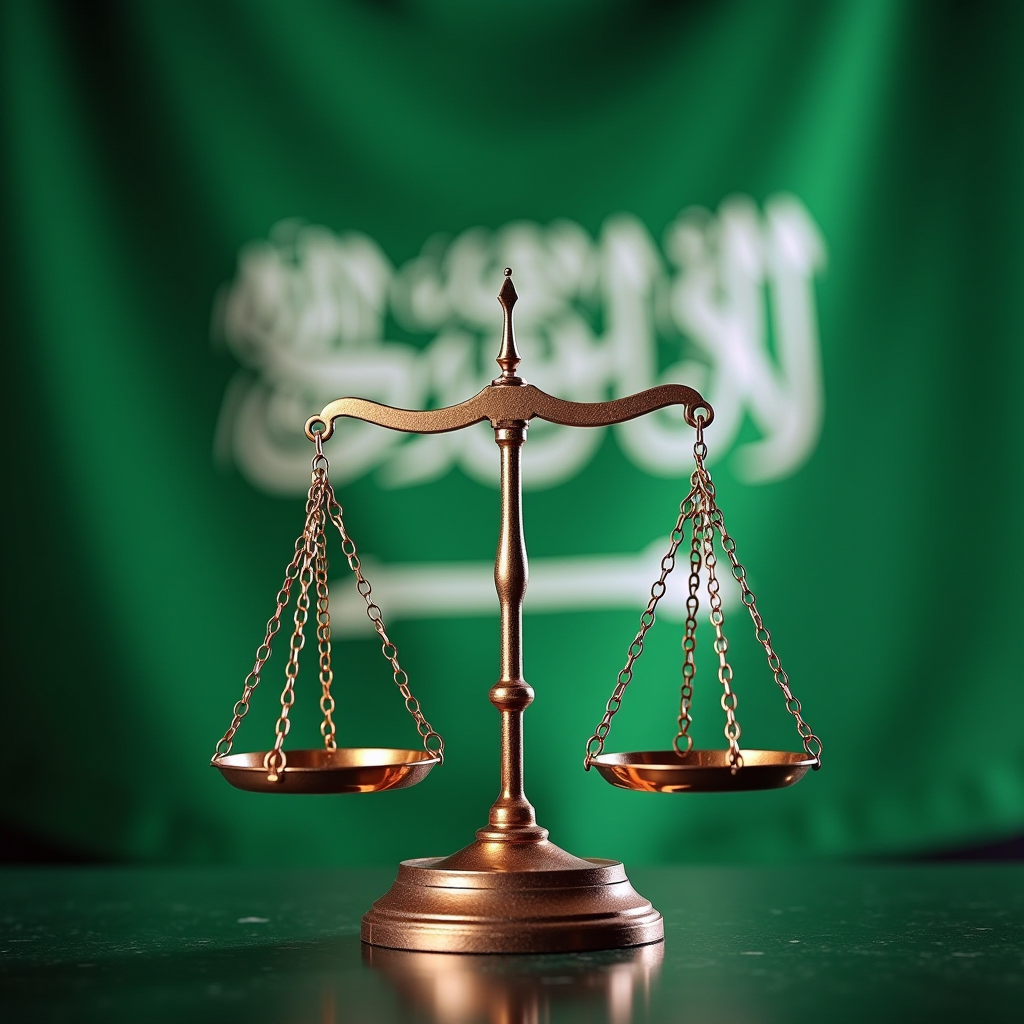 صورة توضيحية تعبر عن حقوق المستهلك في المملكة العربية السعودية، تظهر رموز الحماية القانونية والعدالة مع خلفية تحمل ألوان العلم السعودي والرموز الرسمية